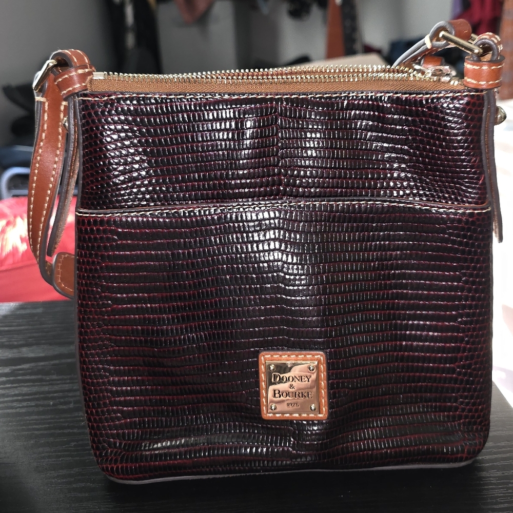 Dooney & Bourke Snake Embossed Dark Burgundy Brown Purse
